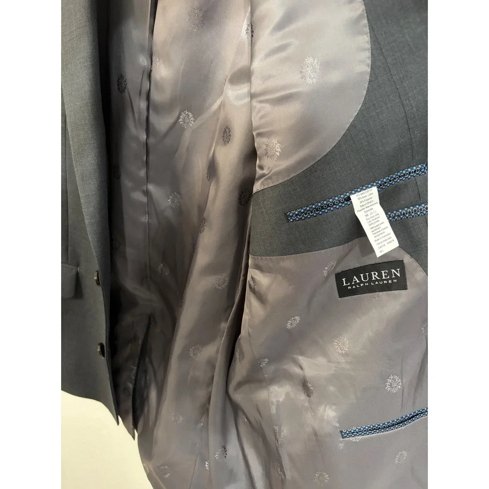 Lauren Ralph Lauren Mens Grey Wool Blend 2 Button Suit Jacket Blazer 46L 46 Long